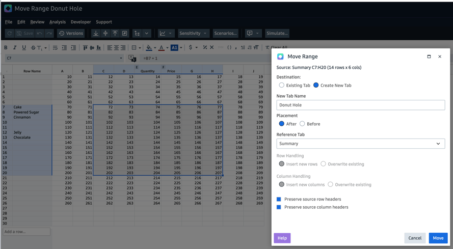 ClearFactr's Move Range Tool in Action